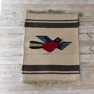 Vintage Zapotec Oaxacan Hand Woven Wall Art Table Runner Placemats Bird Pattern
